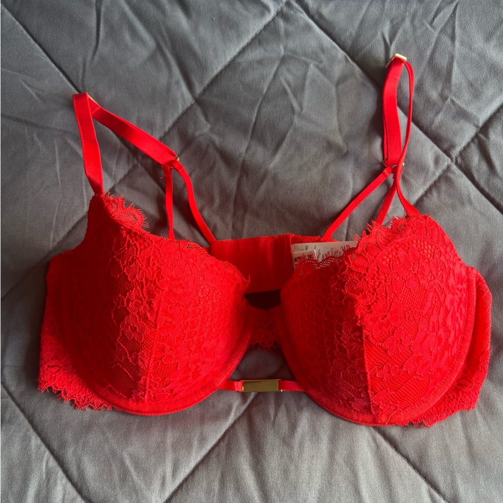 Aerie Scarlet Red Lace Bra Women’s Size 34C Sexy Holiday Lingerie